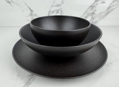 Le Creuset Fine China Dinnerware Set – Matt Black Plates&Bowls Rare Discontinued - Image 1 of 4