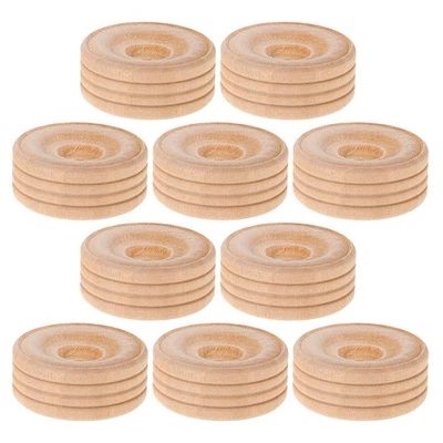 10 Pcs Wood Wheels Wooden Craft Wheels Mini Wheels Car Toys Model Replacement - Image 1 of 4