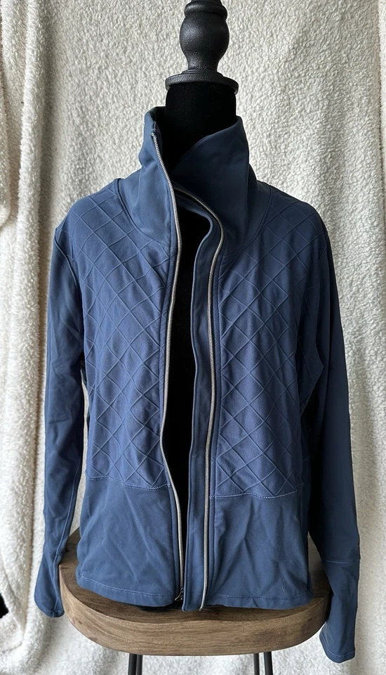 Chaqueta azul/gris nailon/spandex Calia by Carrie ropa deportiva cremallera completa talla grande Foto 1 de 4