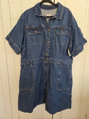 A.N.A. 3X Denim Button Up Uitility Dress Blue New With TAGS JC penny cottagecore - Image 1 of 4