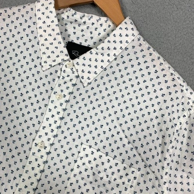 Rails Carson Shirt Mens XXL 2XL White Blue Fleurs Slim Short Sleeve Linen Blend - Image 1 of 4