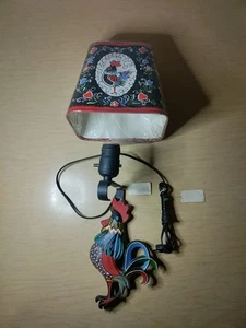 Vintage Rooster Chicken Wall Light Lamp Country Cottage 1950s W/ Shade - Picture 1 of 15