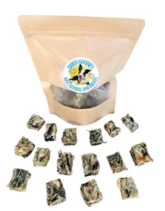 Cubos de piel de bacalao 100% natural secado al aire sano golosinas para perros masticables dentales ácido omega - Imagen 1 de 6