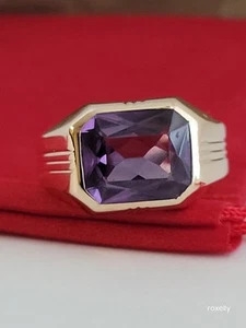 ❤️10k Size 9.75 Lovely Solid Yellow Gold Amethyst Gemstone Male Ring! - Picture 1 of 11