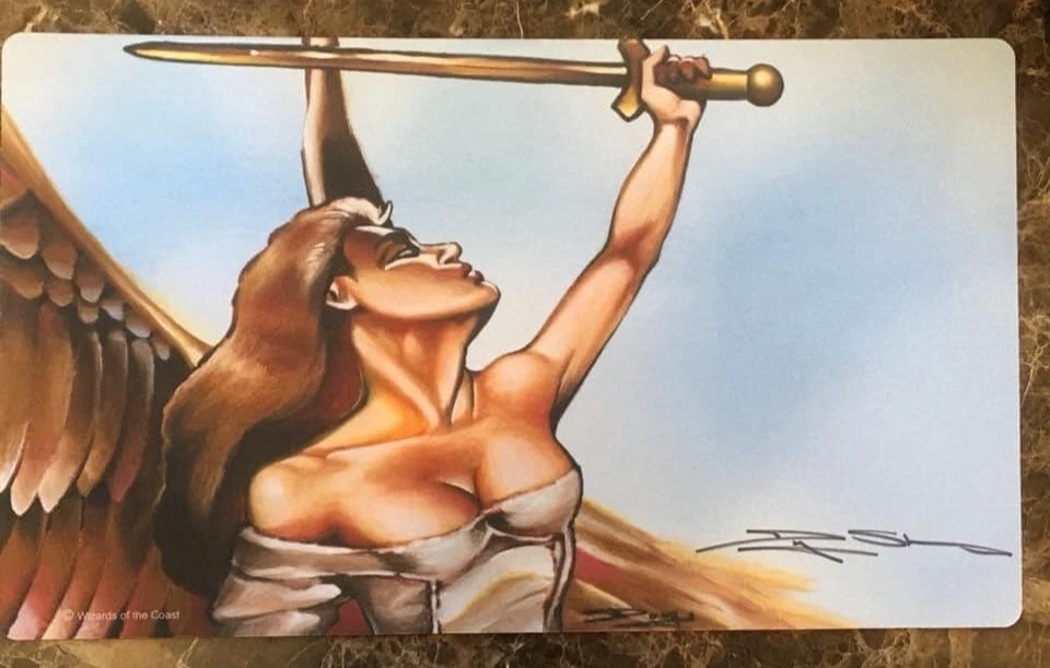 Serra Angel Play Mat MTG SIGNED Playmat Douglas Shuler OFFICIAL Wizards Magic - Image 1 of 2