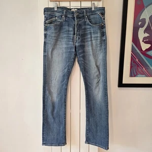 Mens Replay M983 Waitom Regular Straight Blue Distressed Jeans - W34 L30 - 2120 - Picture 1 of 14