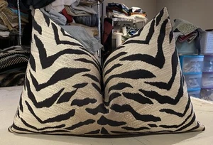 ONE KRAVET DESIGN BLACK & TAN "WILD KINGDOM" TIGER STRIPE CUSTOM BOLSTER PILLOW - Picture 1 of 2