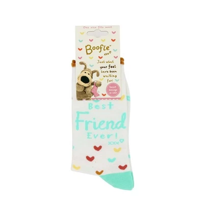 Boofle Best Friend Ever Socks UK Size 4-7 Cosy Woven Socks Gift Idea