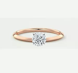 IGI F/VS 1 kt runder im Labor hergestellter gewachsener Diamant Verlobungsring echt 14 K Rotgold - Bild 1 von 2