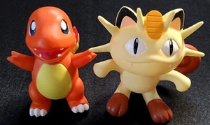 Vintage 1999 Tomy Pokemon Plastic Figures 4.5 Inch Charmander & Meowth Lot Of 2 - Picture 1 of 7