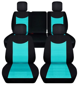 Front+Rear blk-turquoise custom fit car seat covers fits JK wrangler 4dr 07-18 - Bild 1 von 11