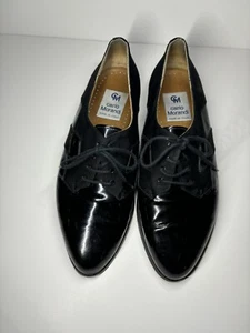 Zapatos de vestir CARLO MORANDI para hombre 9 M charol negro formales vintage Italia - Imagen 1 de 15