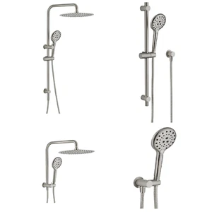 Ideal Shower System With Rail Hand Shower For Bathroom Brushed Nickel - Picture 1 of 9
