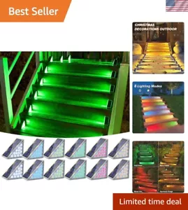 Solar Stair Lights 12 Pack, 7 Fixed Colors, Solar Step Lights Outdoor Waterpr... - Picture 1 of 7