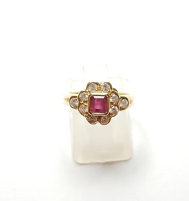 Ruby and diamond cluster ring 18 carat gold outstanding quality British made - Image 1 of 4