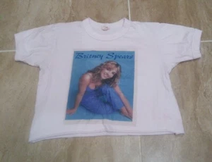 Vintage 90s Youth Britney Spears Shirt Cropped White Sz M - Picture 1 of 6