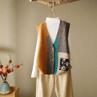 Women Knitted Cardigan Waistcoat Retro V-Neck Gilet Vest Sleeveless Sweater Top