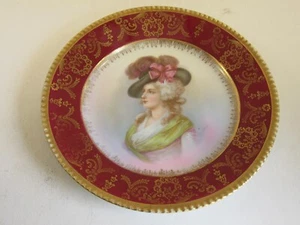 Antique German Elegant Lady Decorated Porcelain Portrait Plate - Picture 1 of 5