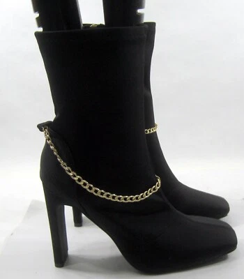 LILLIANA NUEVO Negro 4" Alto BLOQUE Tacón Puntera Cuadrada Botines MUJERES Talla 7 Foto 1 de 4