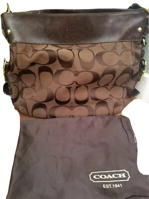 Bolso Coach Zoe Signature Logo Hobo Marrón Jaquard Cartera de Hombro Grande 12674 Foto 1 de 4