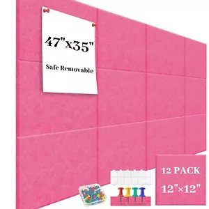 Felt Bulletin Board Felt Wall Tiles 12 Pack- 47"x35" Large Cork Board/Cork Ti... - Picture 1 of 6