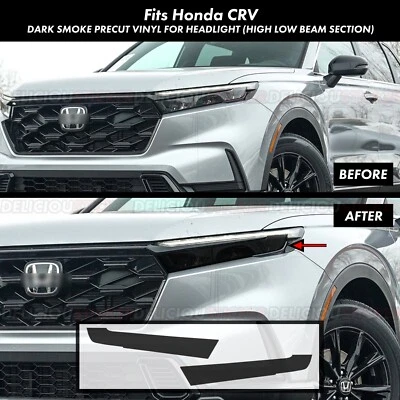 Fits 2023-2026 Honda CR-V SMOKE Head light High Low Beam Overlays Tint Vinyl - Image 1 of 4