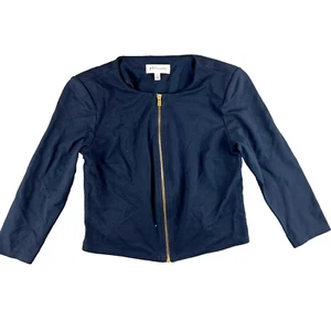 Philosophy Women's Long Sleeve Full Zipper Solid Blue Crop Blazer Jacket Small - Picture 1 of 7