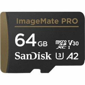 SanDisk 64GB ImageMate PRO microSDXC UHS-1 U3, V30, 4K UHD, A2 for DJI GoPRO - Picture 1 of 10