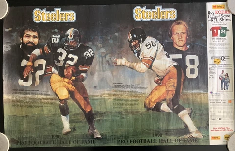 Vintage 1990 Pittsburgh Steelers Franco Harris Jack Lambert Hall of Fame Poster Cover