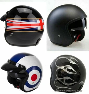 VIPER RS-V06 OPEN FACE SCOOTER MOTORCYCLE RETRO HELMET MOD TARGET VINTAGE FLAG - Picture 1 of 20