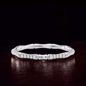 18k White Gold 2MM Diamond Engagement Band Round Cut 0.20 Ct Lab Created - Picture 1 of 10