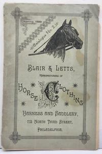 Blair & Letts Horse Clothing & Saddlery Illustrated Catalog Philadelphia c.1889 - Picture 1 of 13