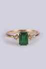 Green Emerald & Pave Diamond Ring 925 Sterling Silver Antique Ring Gift For Her