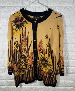Giacca cardigan donna Bob Mackie indossabile arte taglia media bottoni davanti floreale - Foto 1 di 9