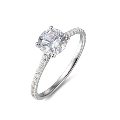 Anillo de compromiso promesa de circonita cúbica solitario con halo de 1 quilate en oro rosa de 14 quilates blanco... Foto 1 de 4