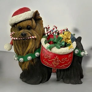 Danbury Mint Christmas Yorkie Yorkshire Terrier Holiday Statue Figure W/ Papers - Picture 1 of 14
