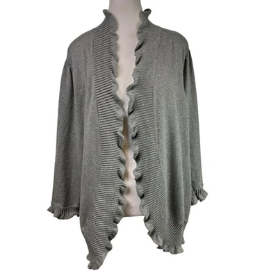 Lane Bryant Gray Ruffled Trim Open Front Cardigan Sweater 22/24W - Image 1 of 4
