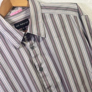 Camisa Marks & Spencer M&S Autógrafo Para Hombres XXL Gris Mezcla Rayas Manga Larga - Imagen 1 de 10