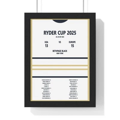 Ryder Cup 2025 Bethpage Black Golf Poster A2 USA vs Europe Score Print - Image 1 of 4