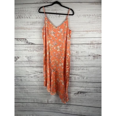 White House Black Market Dress Women's 14 Orange Floral Sleeveless Midi Sundress - Image 1 of 4