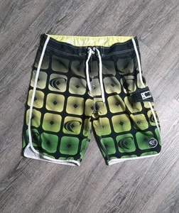 Wave Life Boardshorts Herren Large schwarz grün gelb Surfer klassisch Komfort - Bild 1 von 6