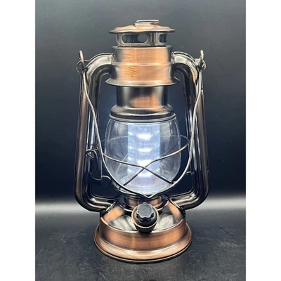 Linterna LED de estilo vintage acabado cobre perilla atenuadora de camping a batería Foto 1 de 4
