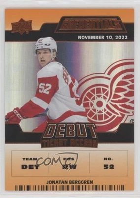 2022 Credentials Debut Ticket Access Orange /149 Jonatan Berggren #183 Rookie RC - Image 1 of 3