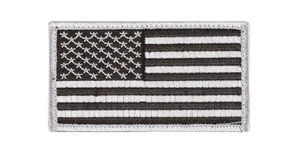 SILVER/BLACK USA AMERICAN FLAG PATCH WITH HOOK AND LOOP 17781 - Picture 1 of 1