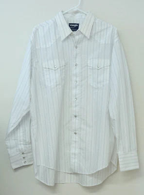 Camisa a Presión Wrangler Corte Vaquero Aguja Única X Colas Largas Blanca Perla Para Hombres 2X LS Foto 1 de 4