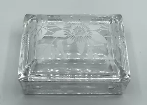 Vintage Etched Glass Cigarette / Trinket Box - Floral Design - Picture 1 of 4