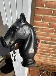 Over Size Cast Iron Horse Head Vintage Hitching Post Topper 8 Pound 10" Tall 2"D - Picture 1 of 5