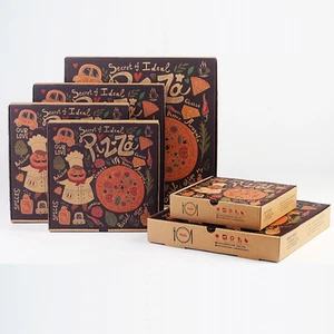 100x 12'' Pizza Box Take Away Fast Food Brown Printed Corrugated Recycled Boxes - Picture 1 of 6