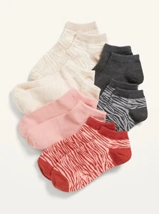 Old Navy Kid Youth Girls Solid/Zebra Printed Ankle Socks 6-Pack Size Small - Picture 1 of 1