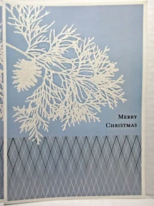 Christmas Greeting Card - Blue White Glistening Snow Branch & Blue Envelope - Picture 1 of 2